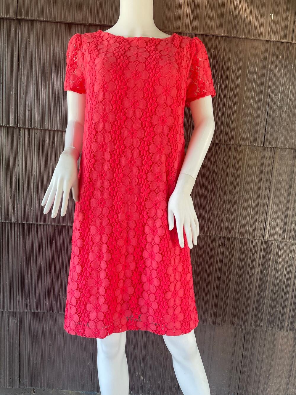 🔥Karl Lagerfeld Vintant Coral Floral Lace Short Sleeve Sheath Dress Cocktail